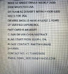 A Single driver/ AZ team needed