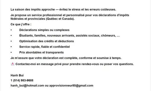 Préparateur de déclarations d’impôts