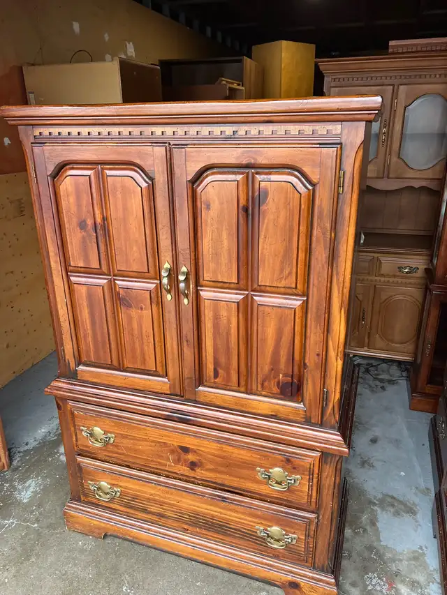 Free delivery used solid wood Wooden Armoire with Drawers - Photo 2