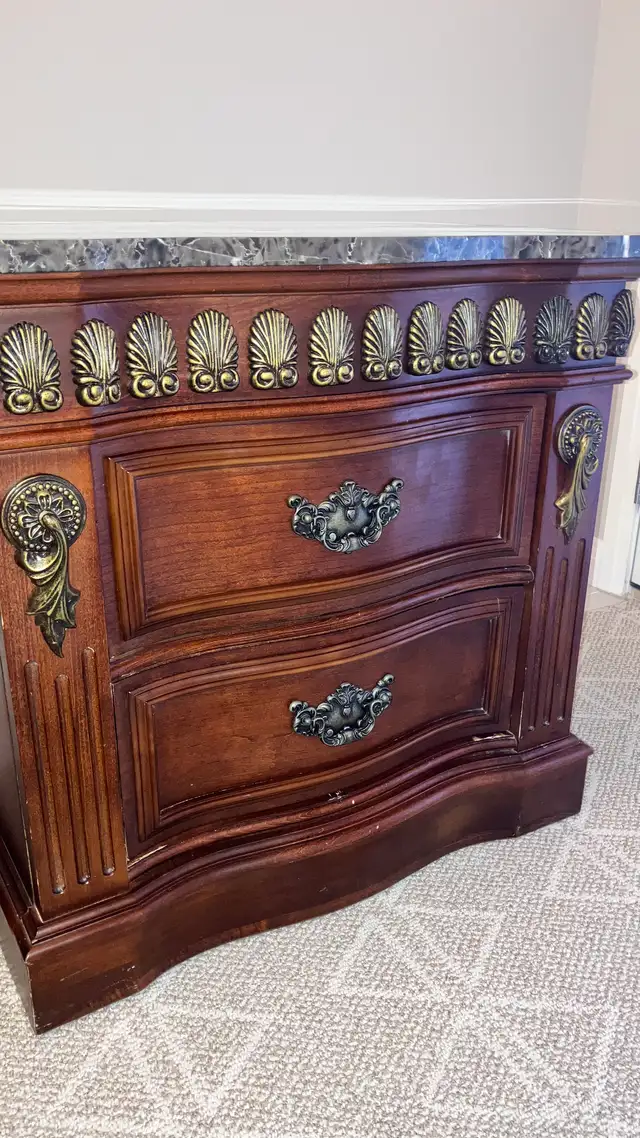 Beautiful Nightstand with Stone Top
