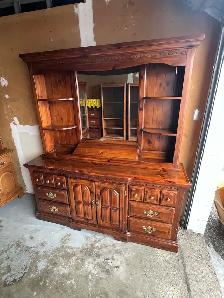 Free delivery used Solid Wood Hutch and Dresser - Photo 3