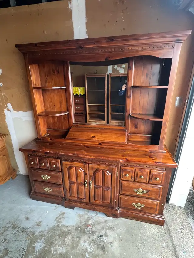 Free delivery used Solid Wood Hutch and Dresser - Photo 6