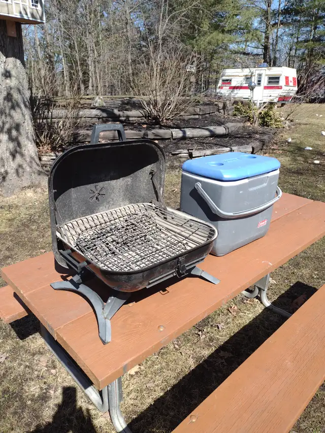 Chief camping barbecue and Coleman cooler