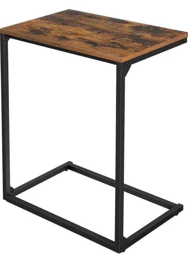 VASAGLE C-Shaped Side Table – Rustic Brown