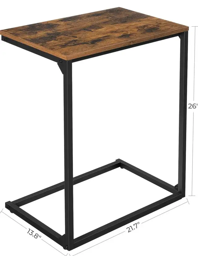 VASAGLE C-Shaped Side Table – Rustic Brown - Photo 2
