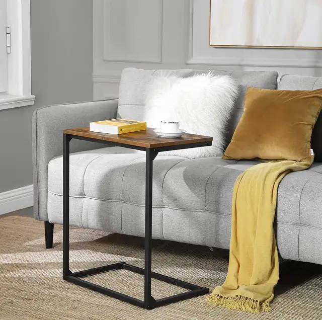 VASAGLE C-Shaped Side Table – Rustic Brown - Photo 3