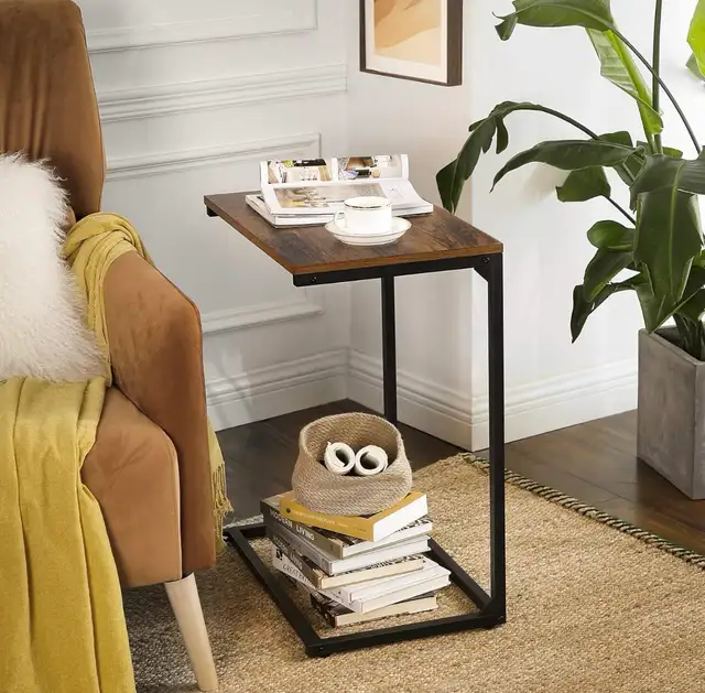 VASAGLE C-Shaped Side Table – Rustic Brown - Photo 4