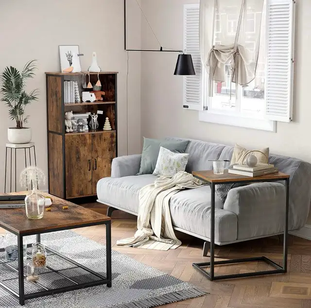 VASAGLE C-Shaped Side Table – Rustic Brown - Photo 7