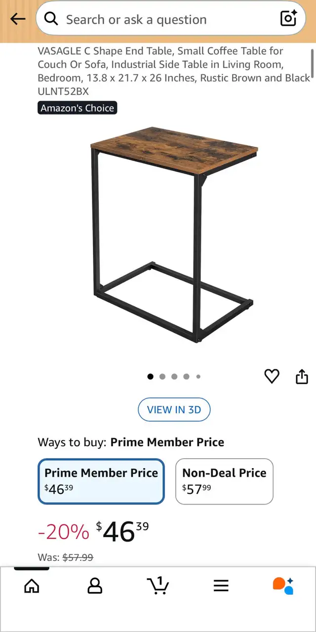 VASAGLE C-Shaped Side Table – Rustic Brown - Photo 9