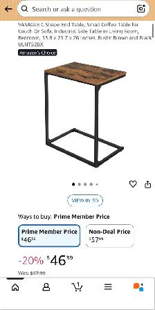 VASAGLE C-Shaped Side Table – Rustic Brown - Photo 9