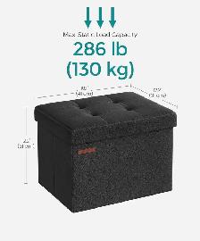 SONGMICS Foldable Storage Ottoman – Linen Look (32L Capacity) - Photo 2