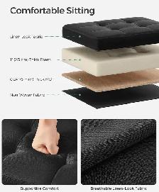 SONGMICS Foldable Storage Ottoman – Linen Look (32L Capacity) - Photo 4