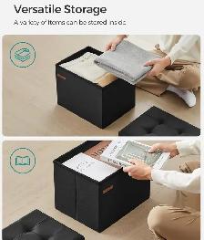 SONGMICS Foldable Storage Ottoman – Linen Look (32L Capacity) - Photo 5