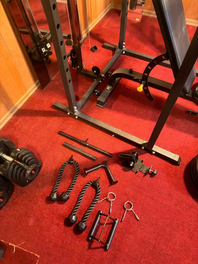 Complete Home Gym: Peloton, Rack, Bowflex 10-90, 420lb Plates - Photo 9