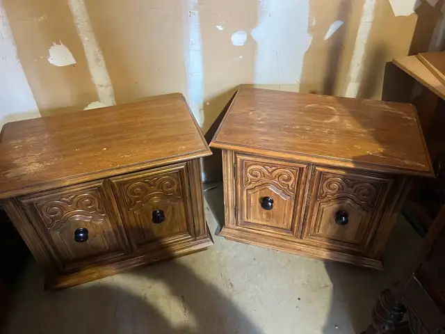 Free delivery used Vintage Wooden Side Tables (Pair)