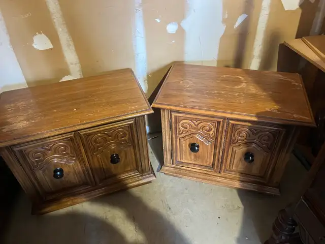 Free delivery used Vintage Wooden Side Tables (Pair) - Photo 2