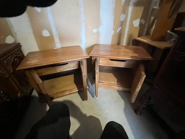 Free delivery used Vintage Wooden Side Tables (Pair) - Photo 5