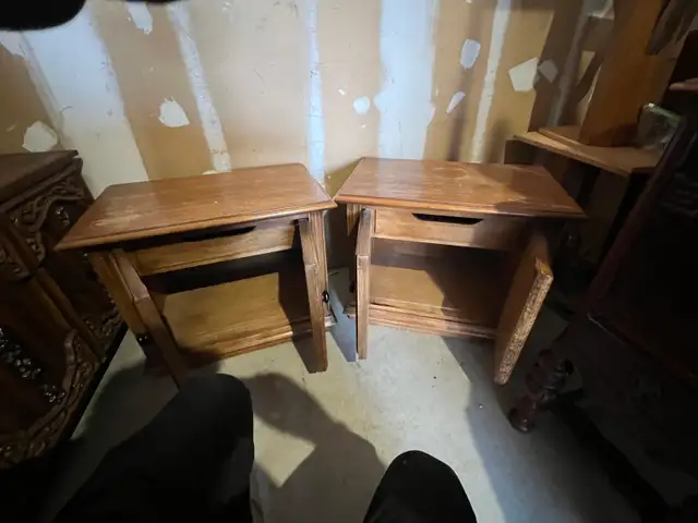Free delivery used Vintage Wooden Side Tables (Pair) - Photo 6