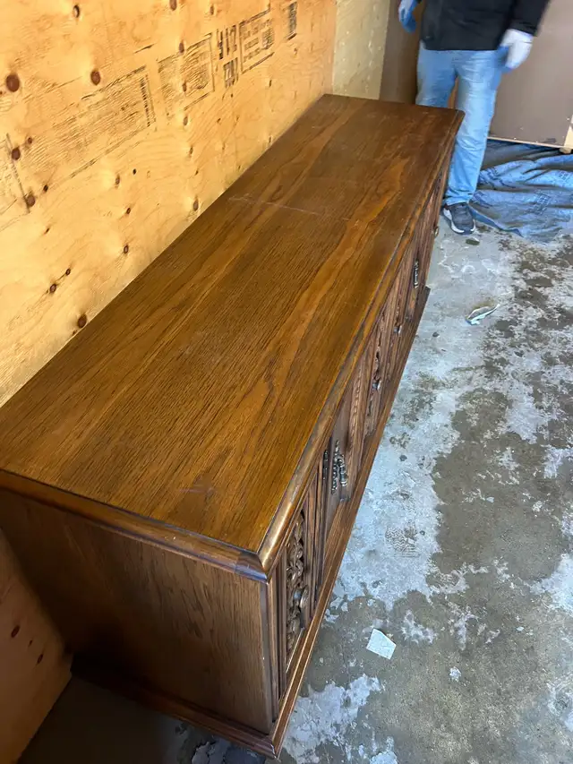 Free delivery used Vintage Wooden Sideboard Buffet - Photo 4