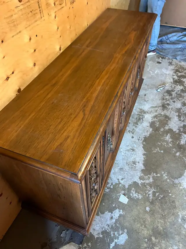 Free delivery used Vintage Wooden Sideboard Buffet - Photo 6
