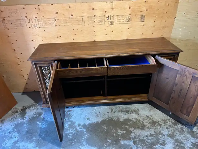 Free delivery used Vintage Wooden Sideboard Buffet - Photo 7