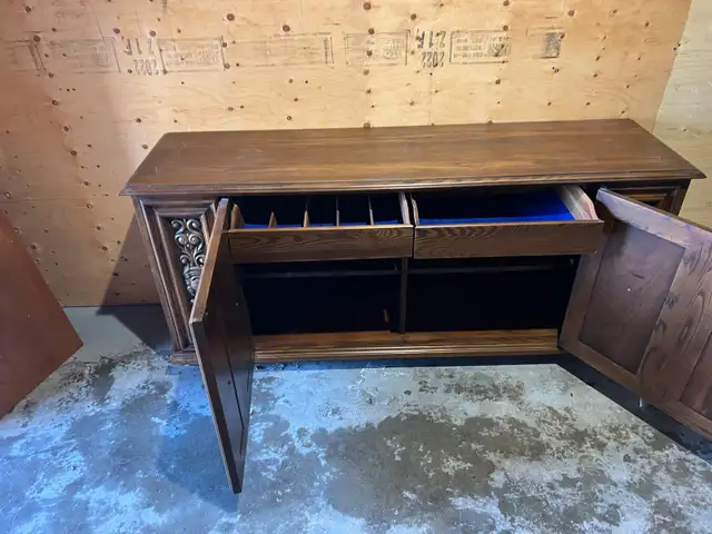 Free delivery used Vintage Wooden Sideboard Buffet - Photo 8
