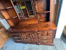 Free delivery used Solid Wood Hutch and Dresser - Photo 3