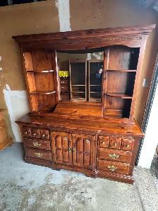 Free delivery used Solid Wood Hutch and Dresser - Photo 4