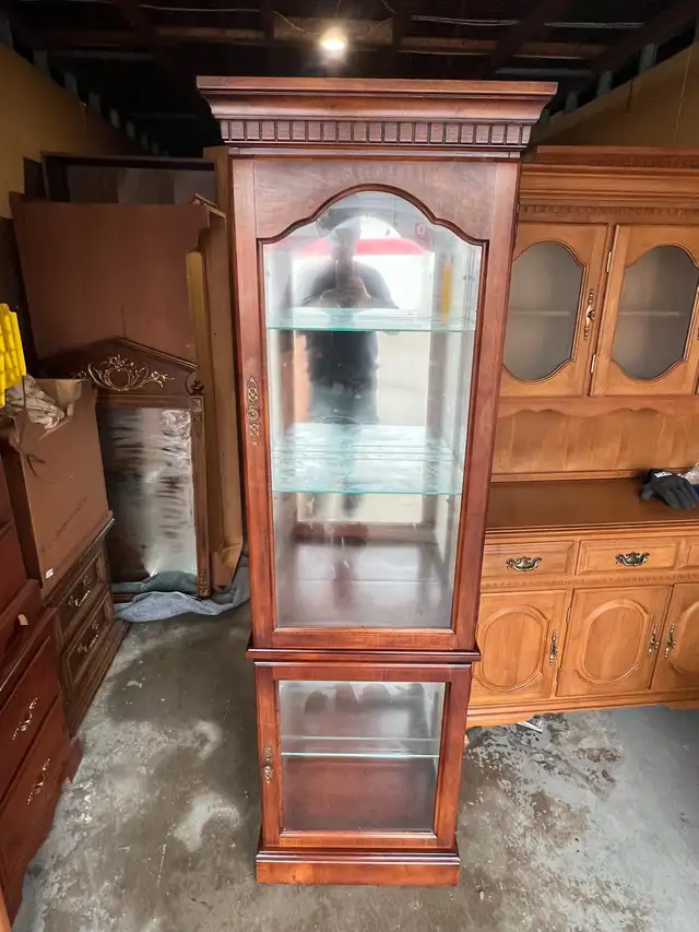 Free delivery used Wooden Curio Display Cabinet