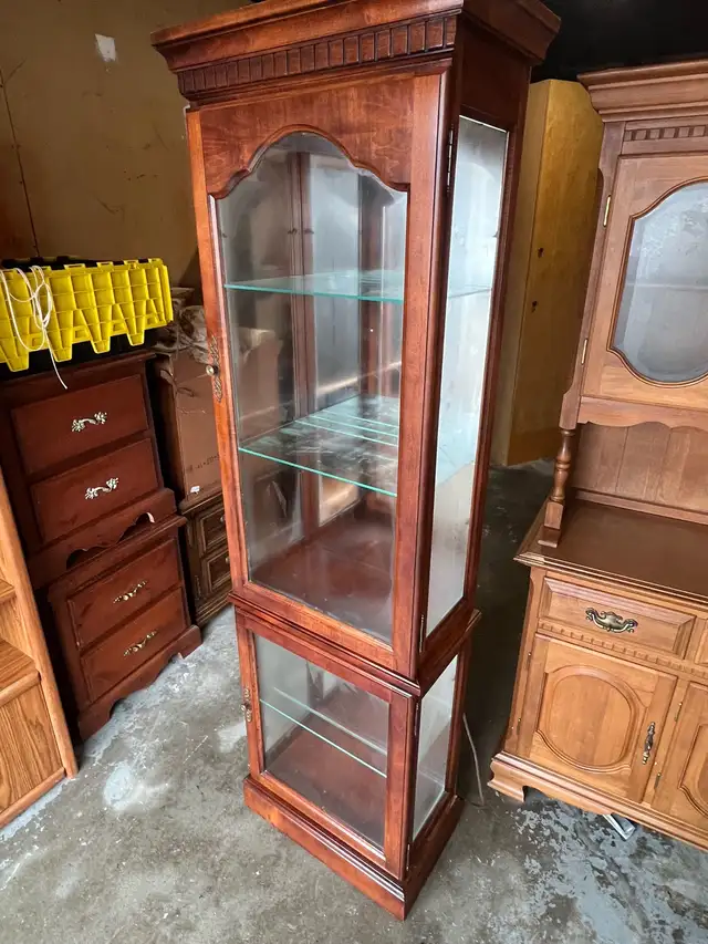 Free delivery used Wooden Curio Display Cabinet - Photo 2