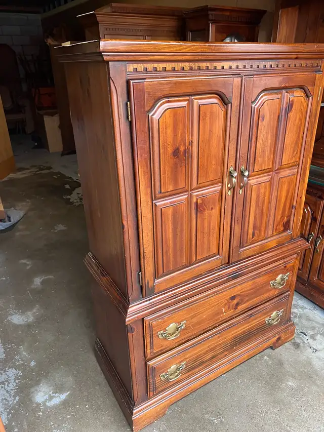 Free delivery used solid wood Wooden Armoire with Drawers - Photo 2