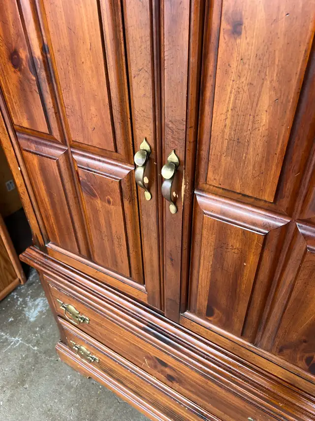 Free delivery used solid wood Wooden Armoire with Drawers - Photo 7