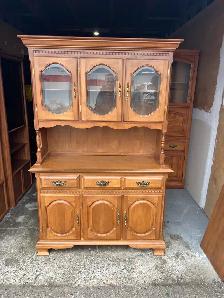Free delivery used Wooden China Cabinet with Glass Doors