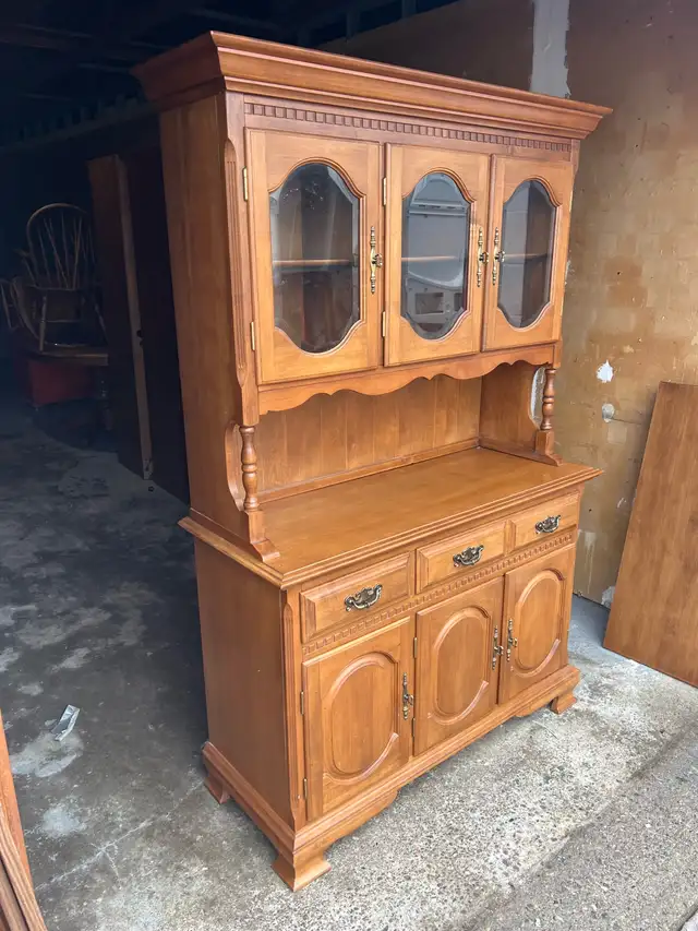 Free delivery used Wooden China Cabinet with Glass Doors - Photo 3