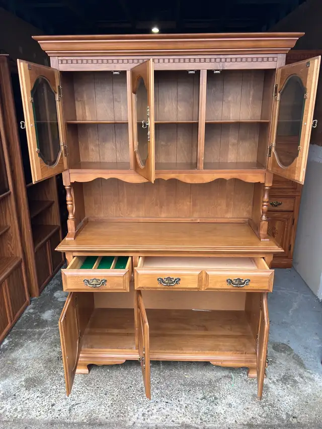 Free delivery used Wooden China Cabinet with Glass Doors - Photo 8