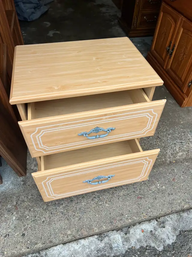 Free delivery Used Light Wood Nightstand with Drawers - Photo 2