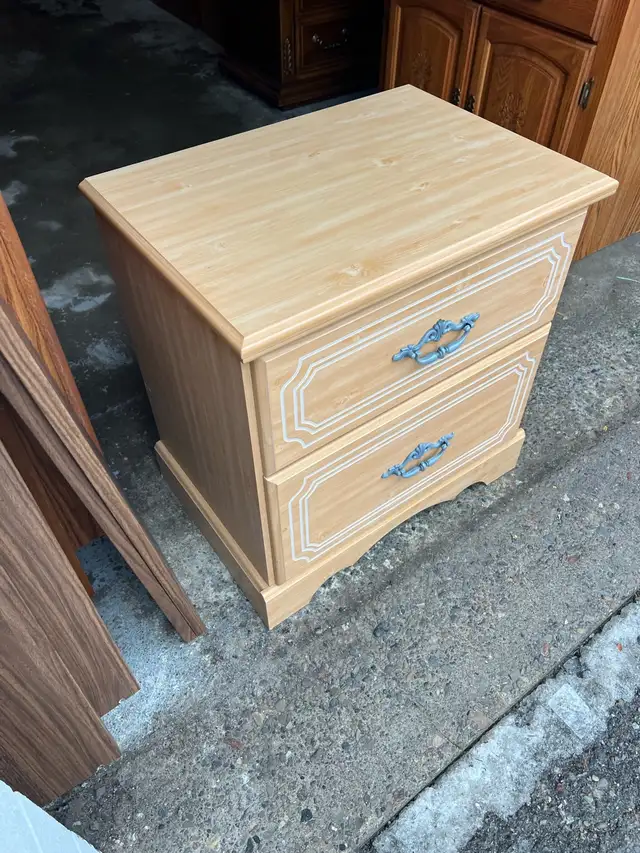 Free delivery Used Light Wood Nightstand with Drawers - Photo 3