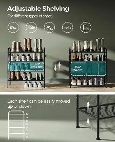 Adjustable Shoe Rack Organizer with Hooks – Steel Frame - Photo 4