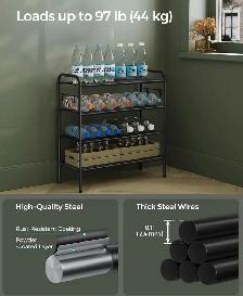 Adjustable Shoe Rack Organizer with Hooks – Steel Frame - Photo 5