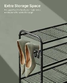 Adjustable Shoe Rack Organizer with Hooks – Steel Frame - Photo 6