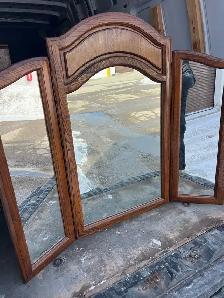 Free delivery used Vintage Oak Tri-Fold Vanity Mirror - Photo 2