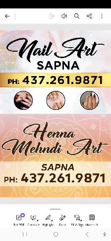 Nail Art or Henna Mehndi Art in Brampton