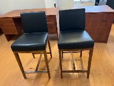 Free delivery used Pair of Black Faux Leather Bar Stools