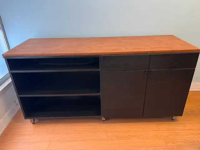 Free delivery used Black and wood media console - Photo 2