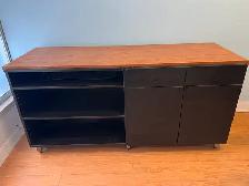 Free delivery used Black and wood media console - Photo 2