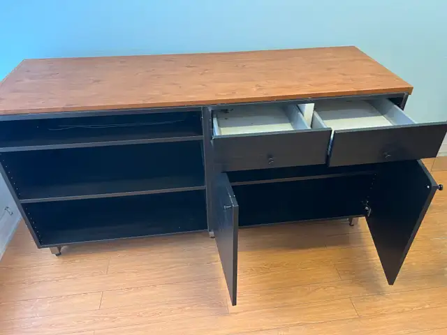 Free delivery used Black and wood media console - Photo 5
