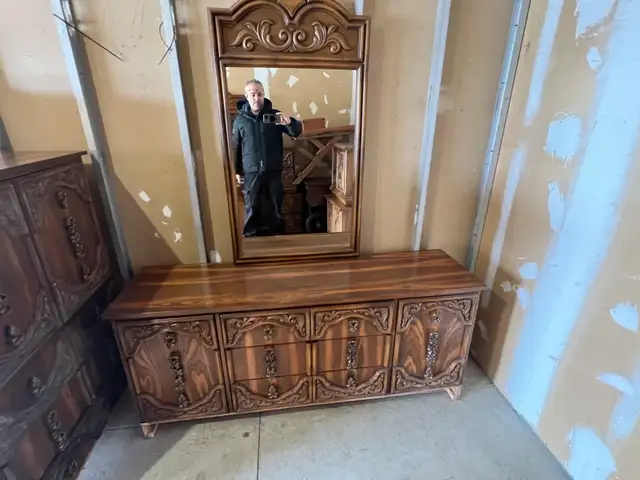 Free delivery used Vintage Wooden Dresser with Mirror