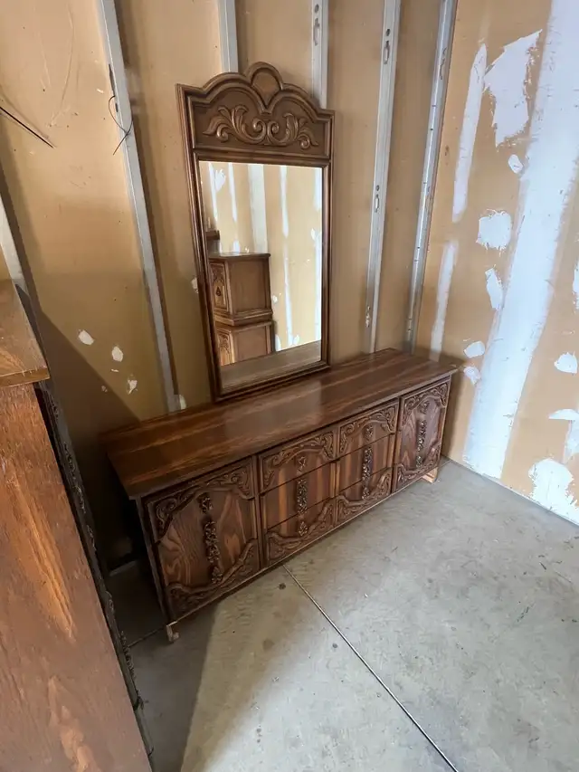 Free delivery used Vintage Wooden Dresser with Mirror - Photo 3