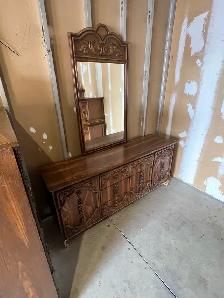 Free delivery used Vintage Wooden Dresser with Mirror - Photo 3