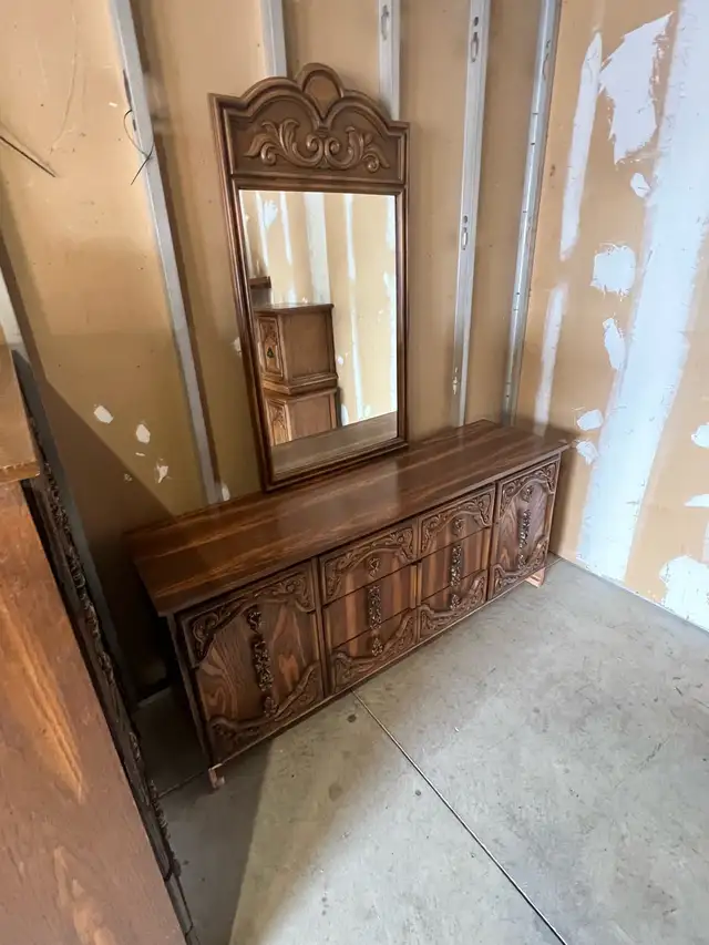 Free delivery used Vintage Wooden Dresser with Mirror - Photo 5